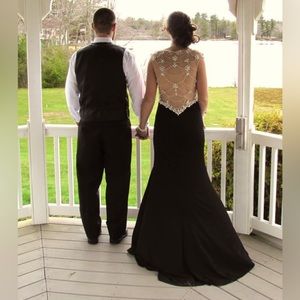 Beautiful low back illusion prom / bridesmaid dress